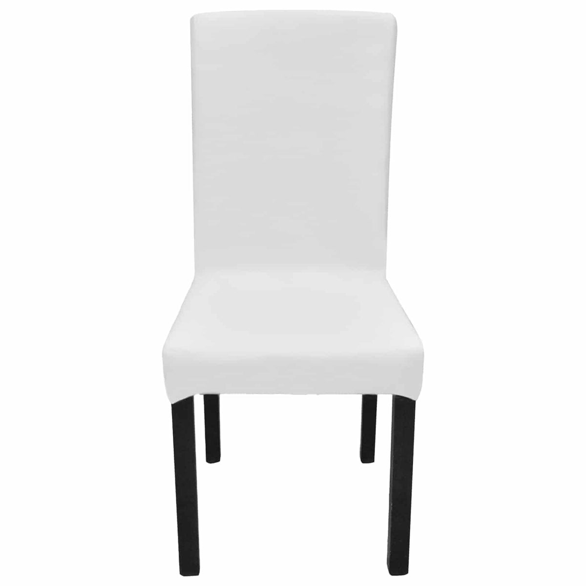 6 pcs White Straight Stretchable Chair Cover