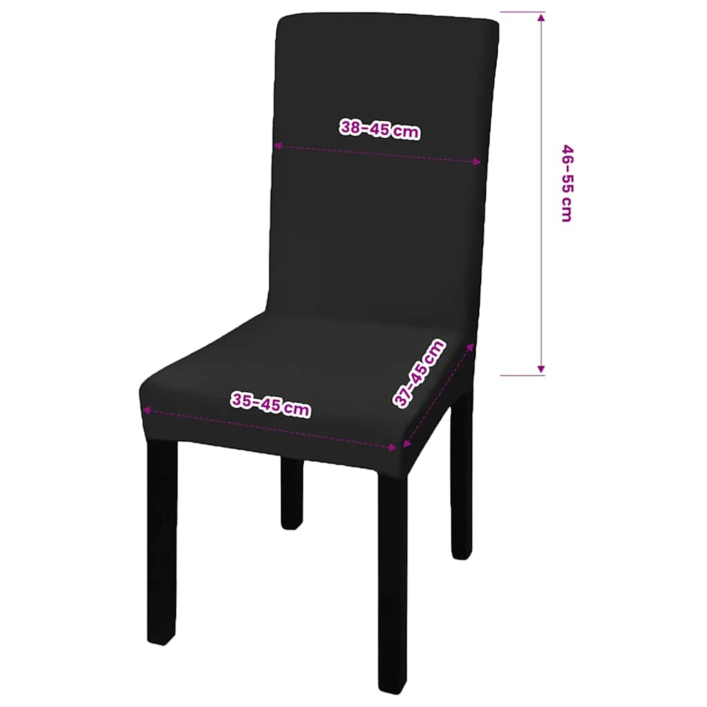 6 pcs Black Straight Stretchable Chair Cover