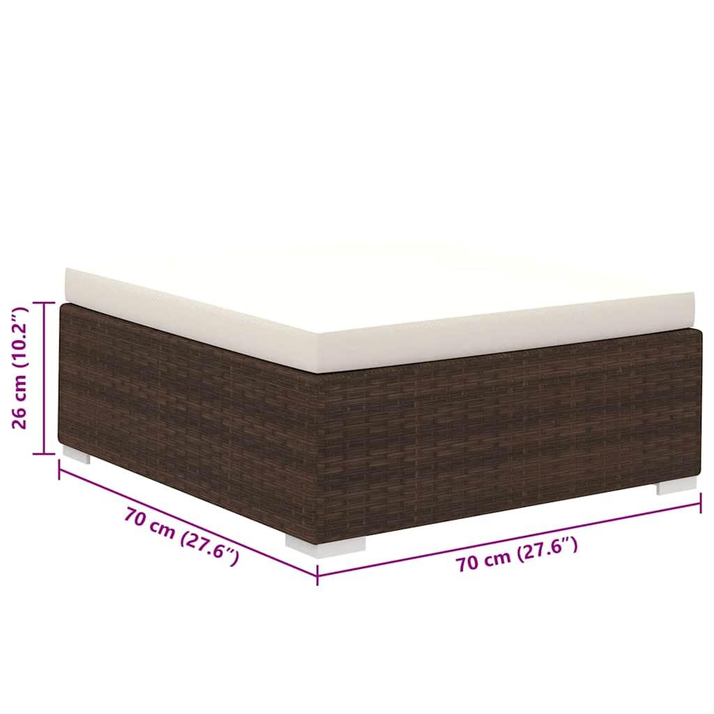 8 Piece Garden Lounge Set with Cushions Poly Rattan Brown