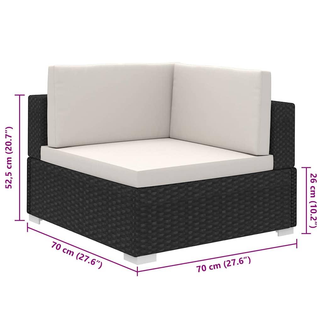 8 Piece Garden Lounge Set with Cushions Poly Rattan Black
