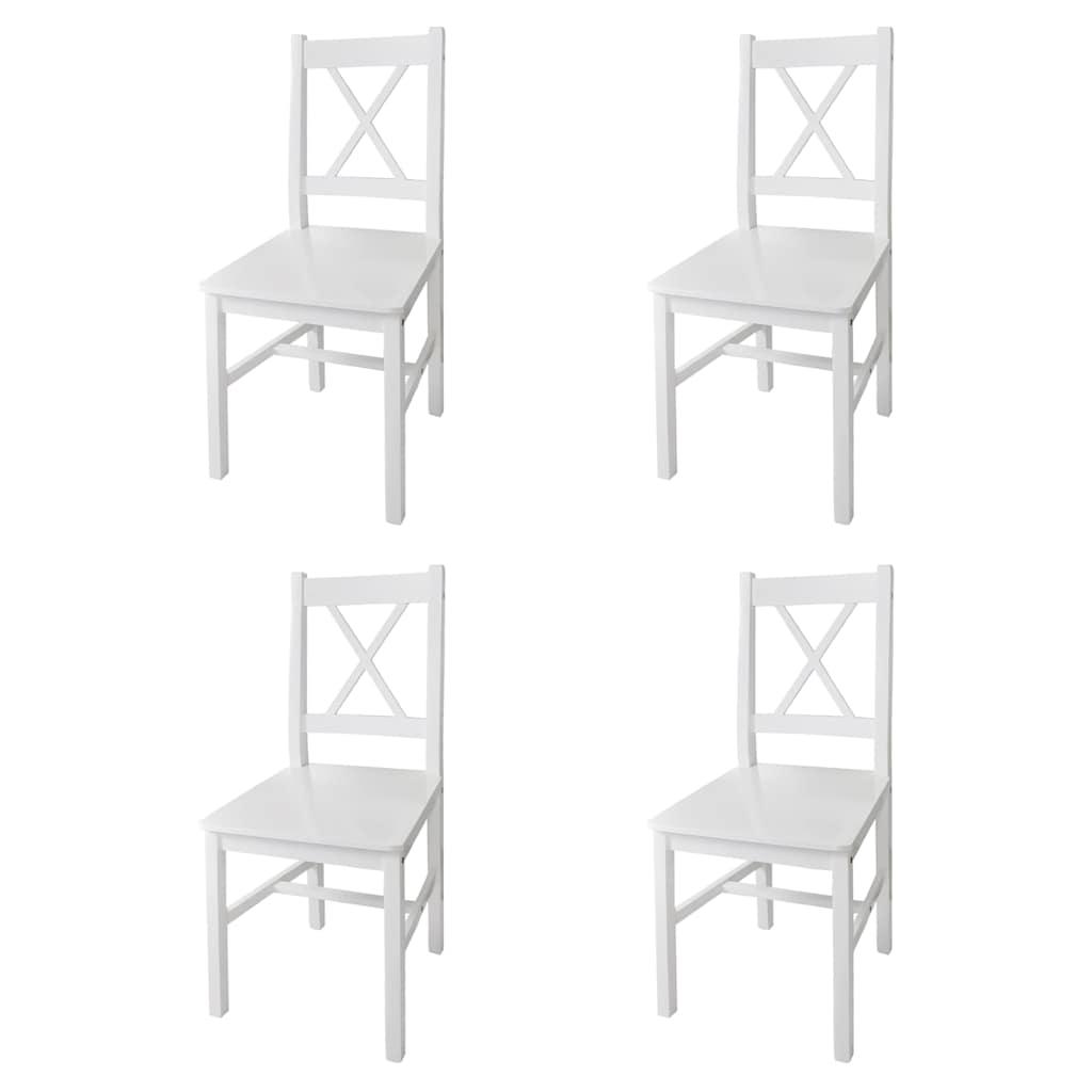 Dining Chairs 4 pcs White Pinewood