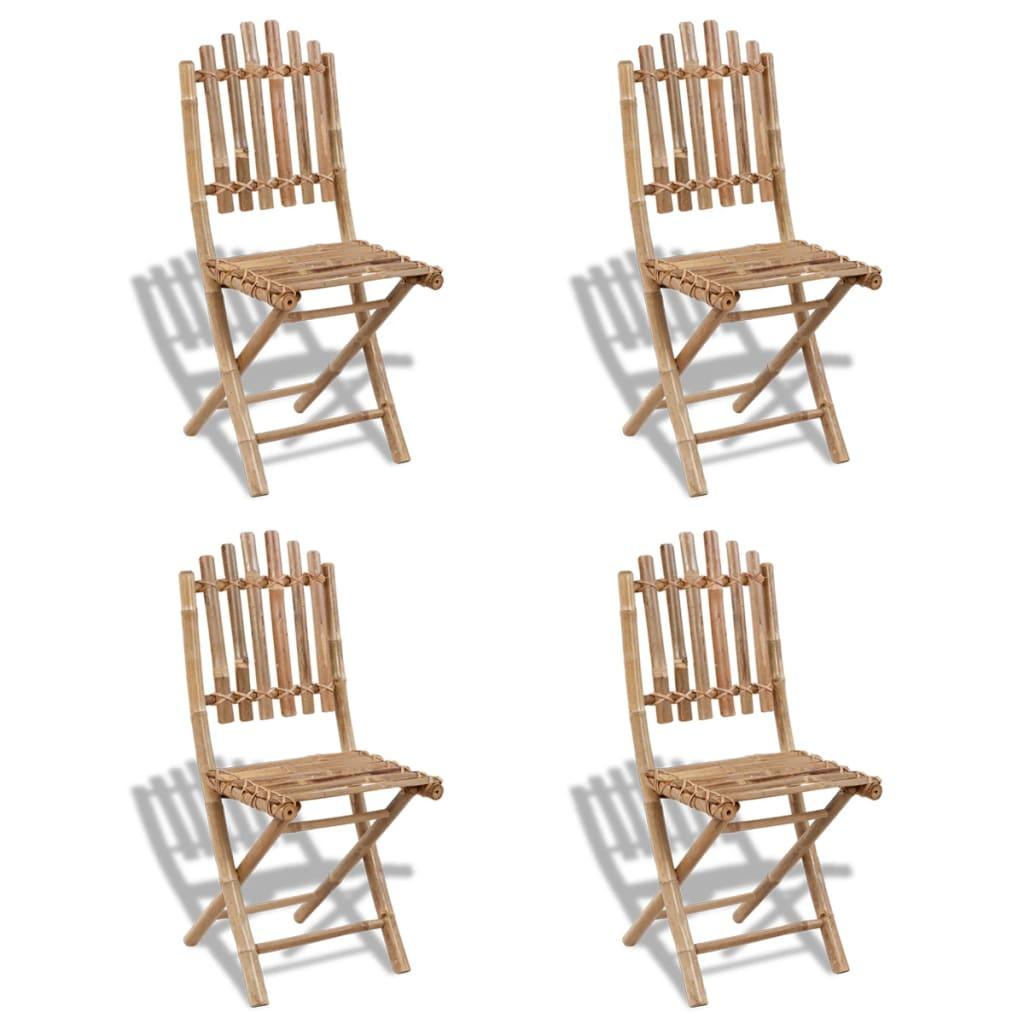 5 Piece Folding Outdoor Dining Set Bamboo