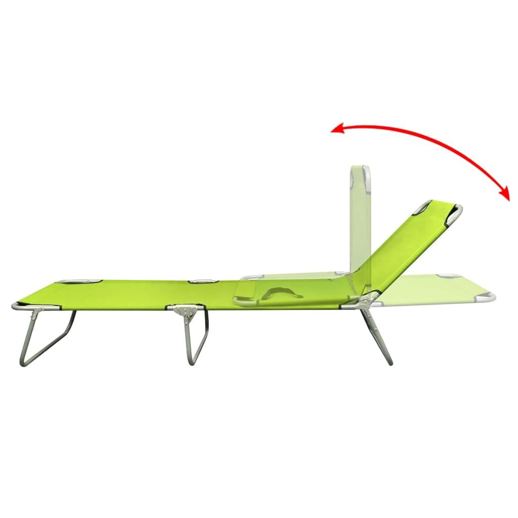 Folding Sun Lounger Powder-coated Steel Apple Green