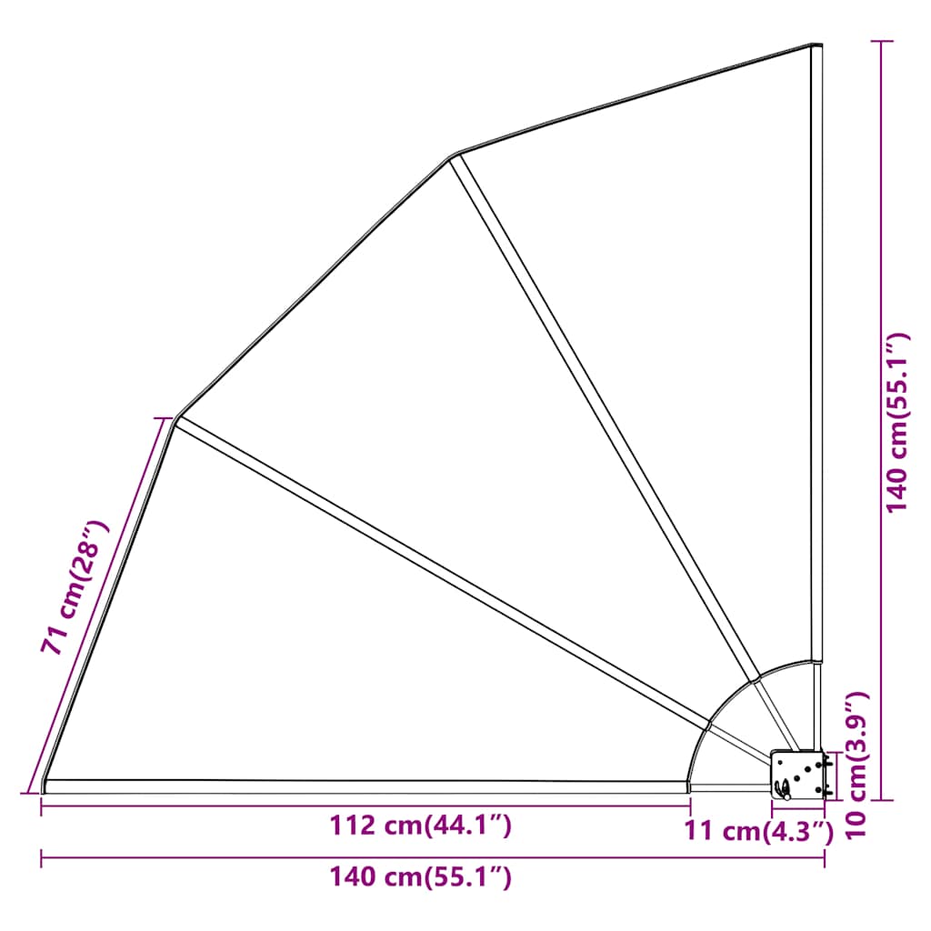 Collapsible Balcony Side Awning Grey 140x140 cm