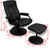 TV Armchair with Footstool Black Faux Leather