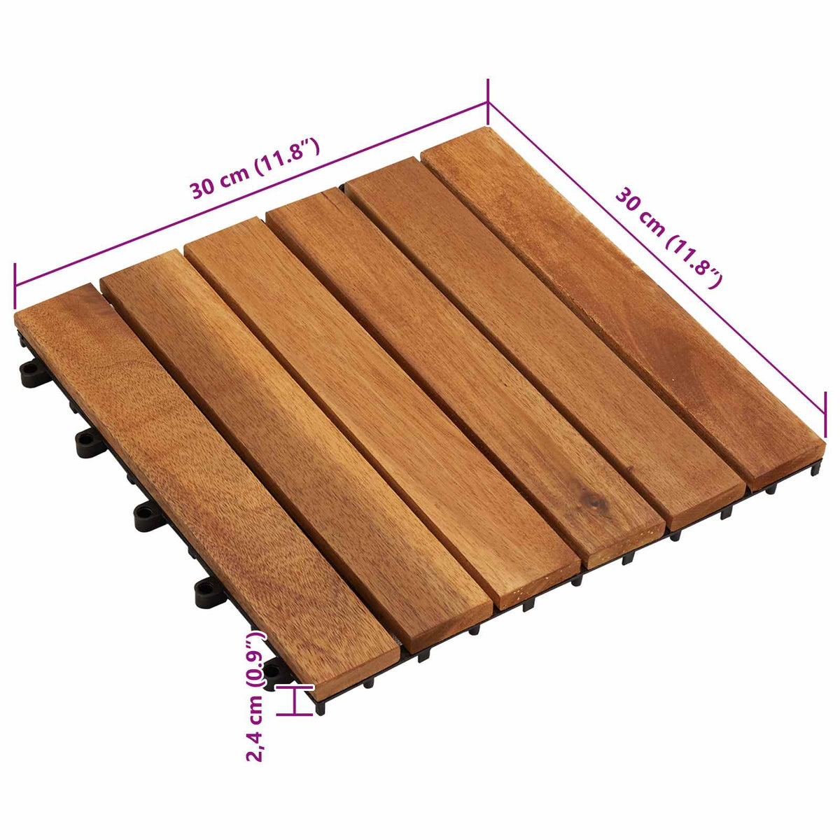 Decking Tile 10 pcs Brown 30 x 30 cm Acacia Hardwood