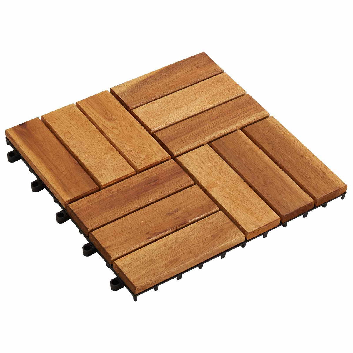 Decking Tile 10 pcs Brown 30 x 30 cm Acacia Hardwood