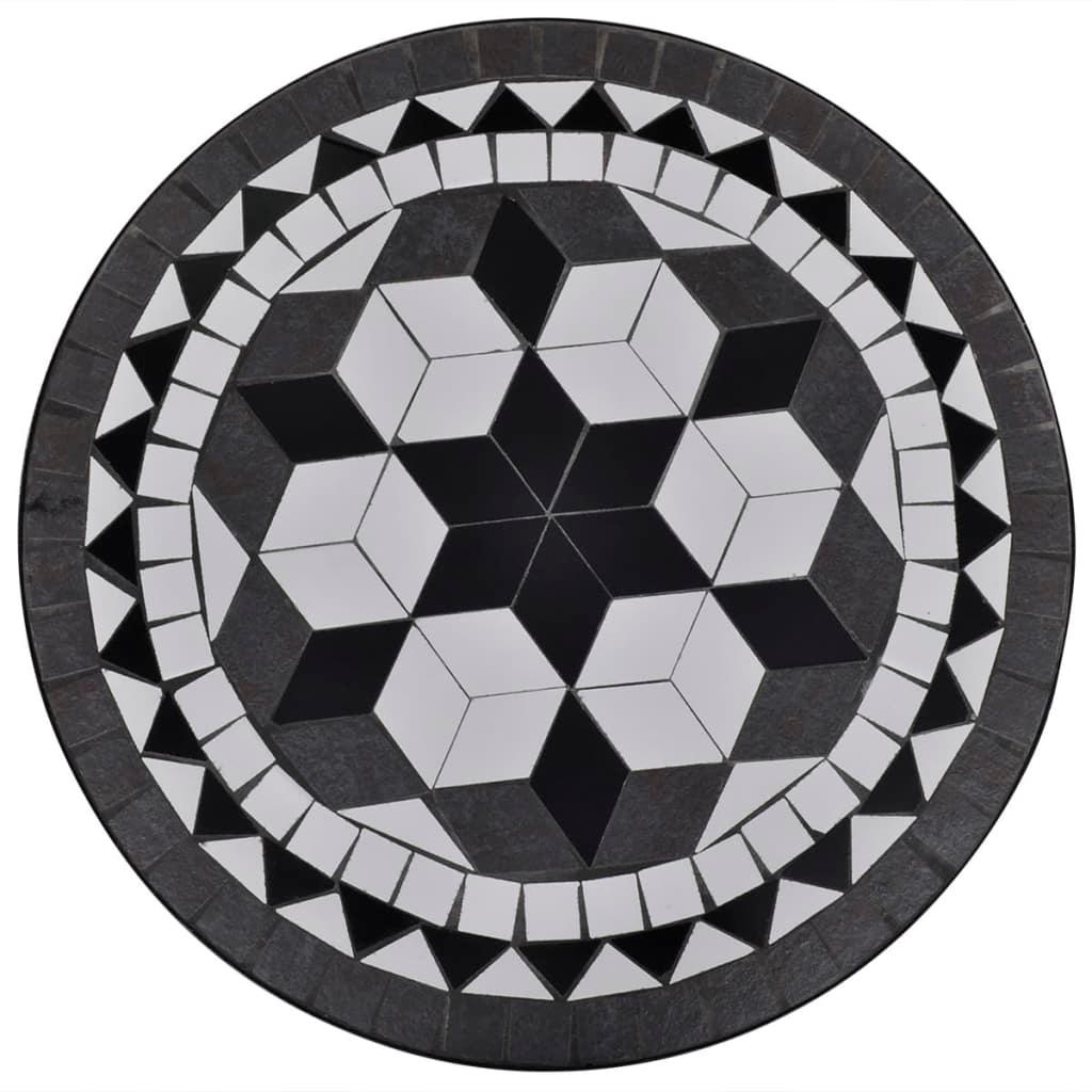 3 Piece Bistro Set Ceramic Tile Black and White