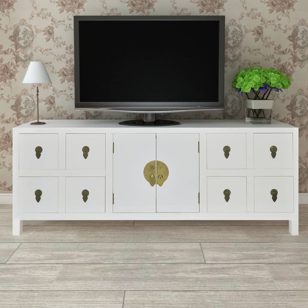 Wooden Sideboard Asian Style with 8 Drawers and 2 Doors