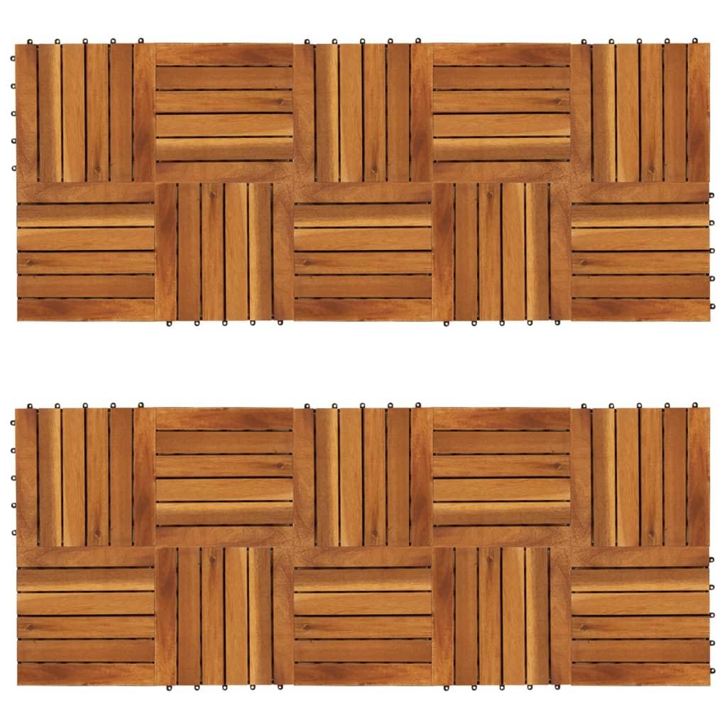 Decking Tiles Vertical Pattern 30 x 30 cm Acacia Set of 20