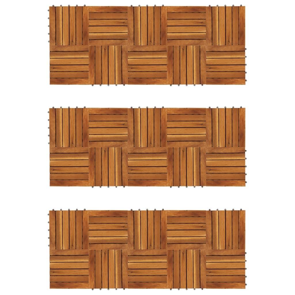 Decking Tiles Vertical Pattern 30 x 30 cm Acacia Set of 30