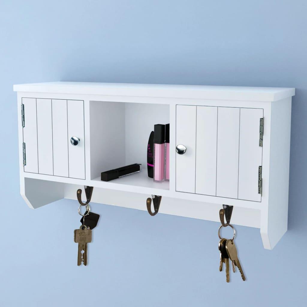 Wall Cabinet for Keys and Jewellery with Doors and Hooks