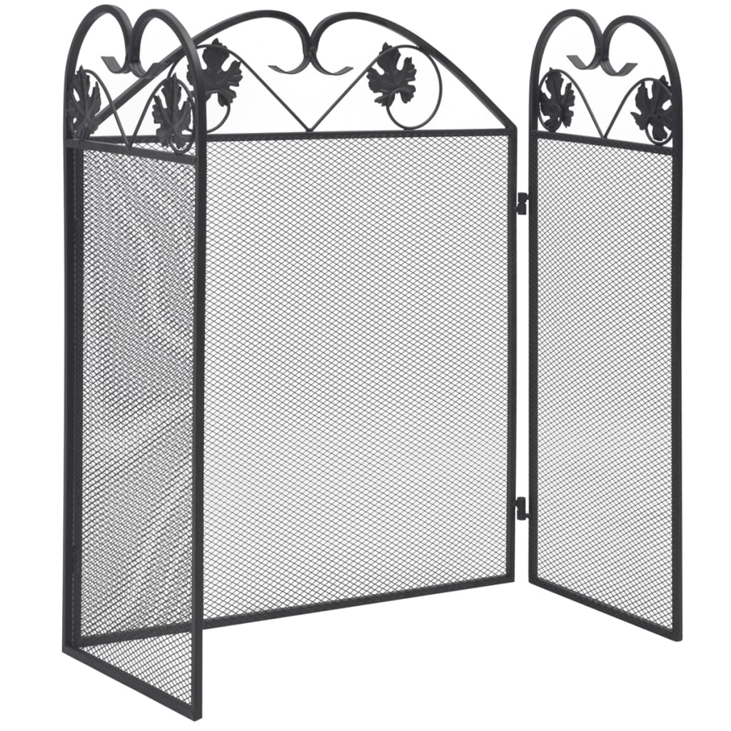 3-panel Fireplace Screen Iron Black