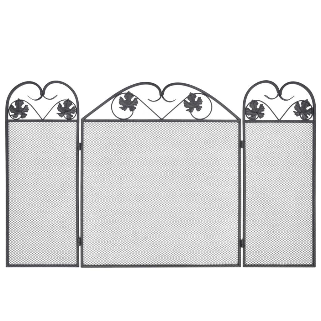 3-panel Fireplace Screen Iron Black