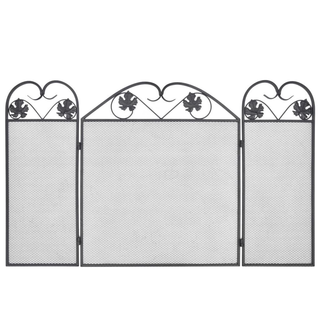 3-panel Fireplace Screen Iron Black