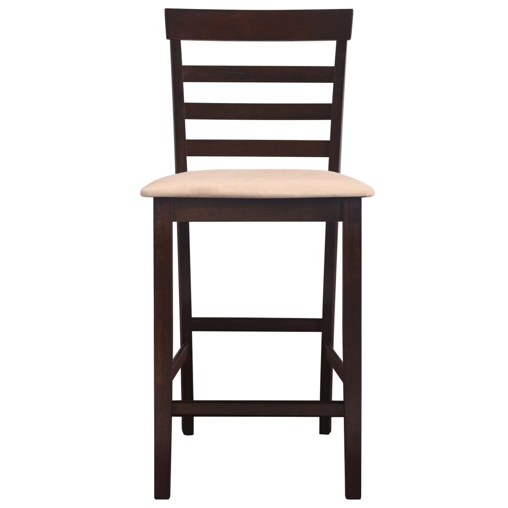 Brown Wooden Bar Table and 4 Bar Chairs Set