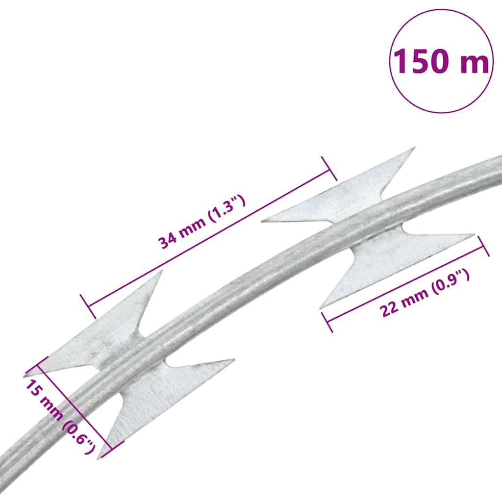 BTO-22 Concertina Razor Wire Galvanised Steel 150 m