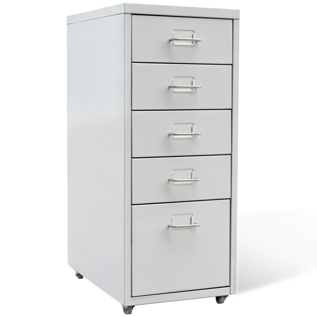 File Cabinet with 5 Drawers Grey 68.5 cm Steel