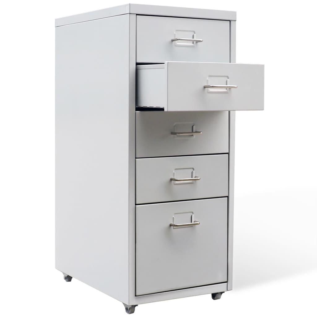 File Cabinet with 5 Drawers Grey 68.5 cm Steel