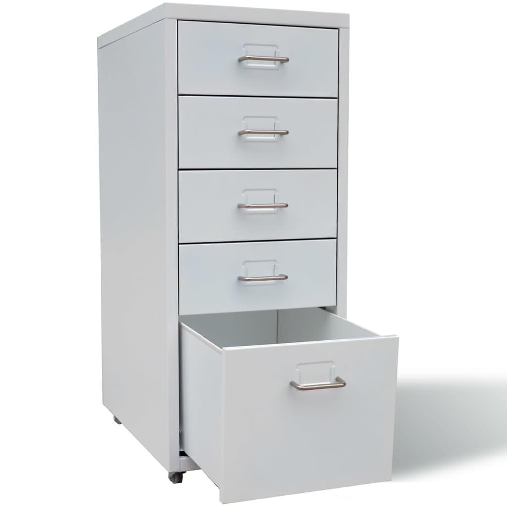 File Cabinet with 5 Drawers Grey 68.5 cm Steel