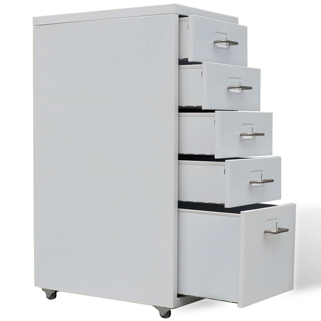 File Cabinet with 5 Drawers Grey 68.5 cm Steel