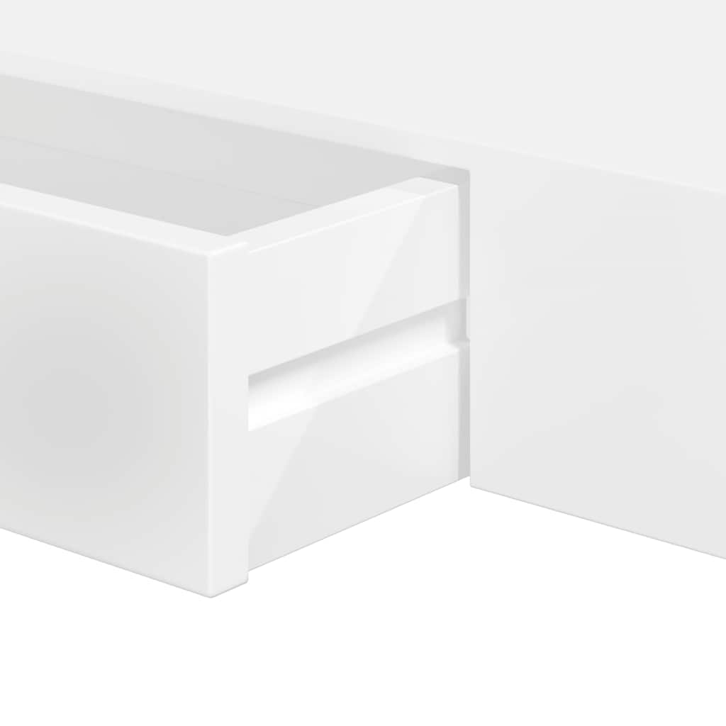 White MDF Floating Wall Display Shelf 1 Drawer Book/DVD Storage