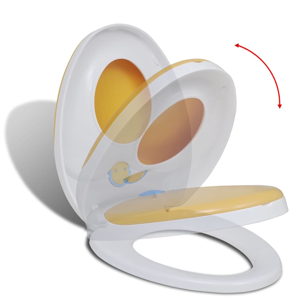 White &amp; Yellow Soft-close Toilet Seat Adults/Children
