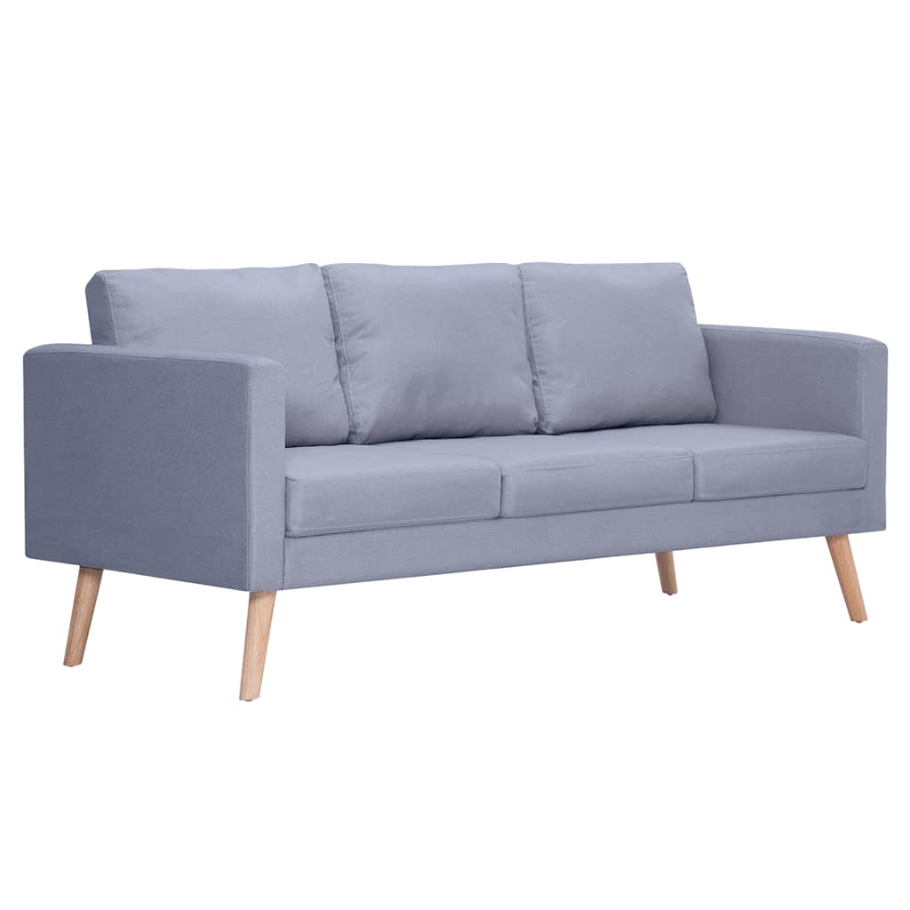 Sofa 3-Seater Fabric Light Grey