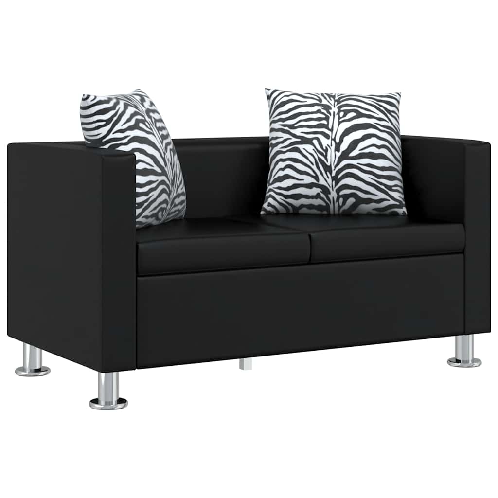 Sofa 2-Seater Artificial Leather Black