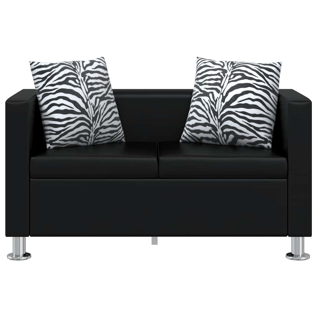 Sofa 2-Seater Artificial Leather Black
