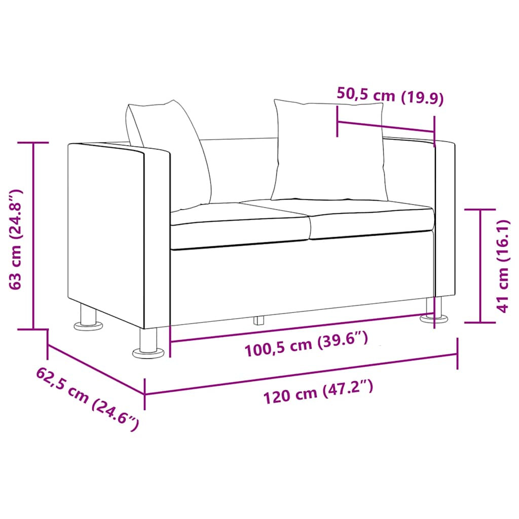 Sofa 2-Seater Artificial Leather Black