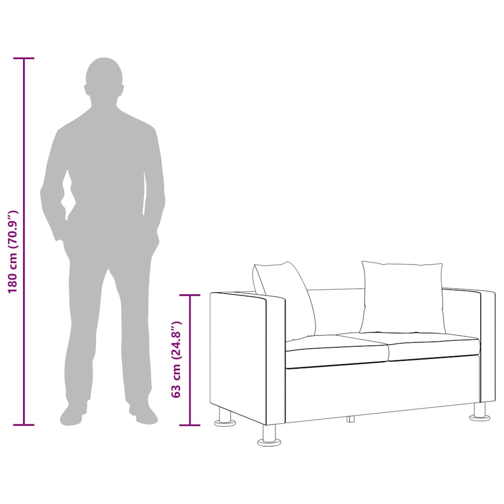 Sofa 2-Seater Artificial Leather Black