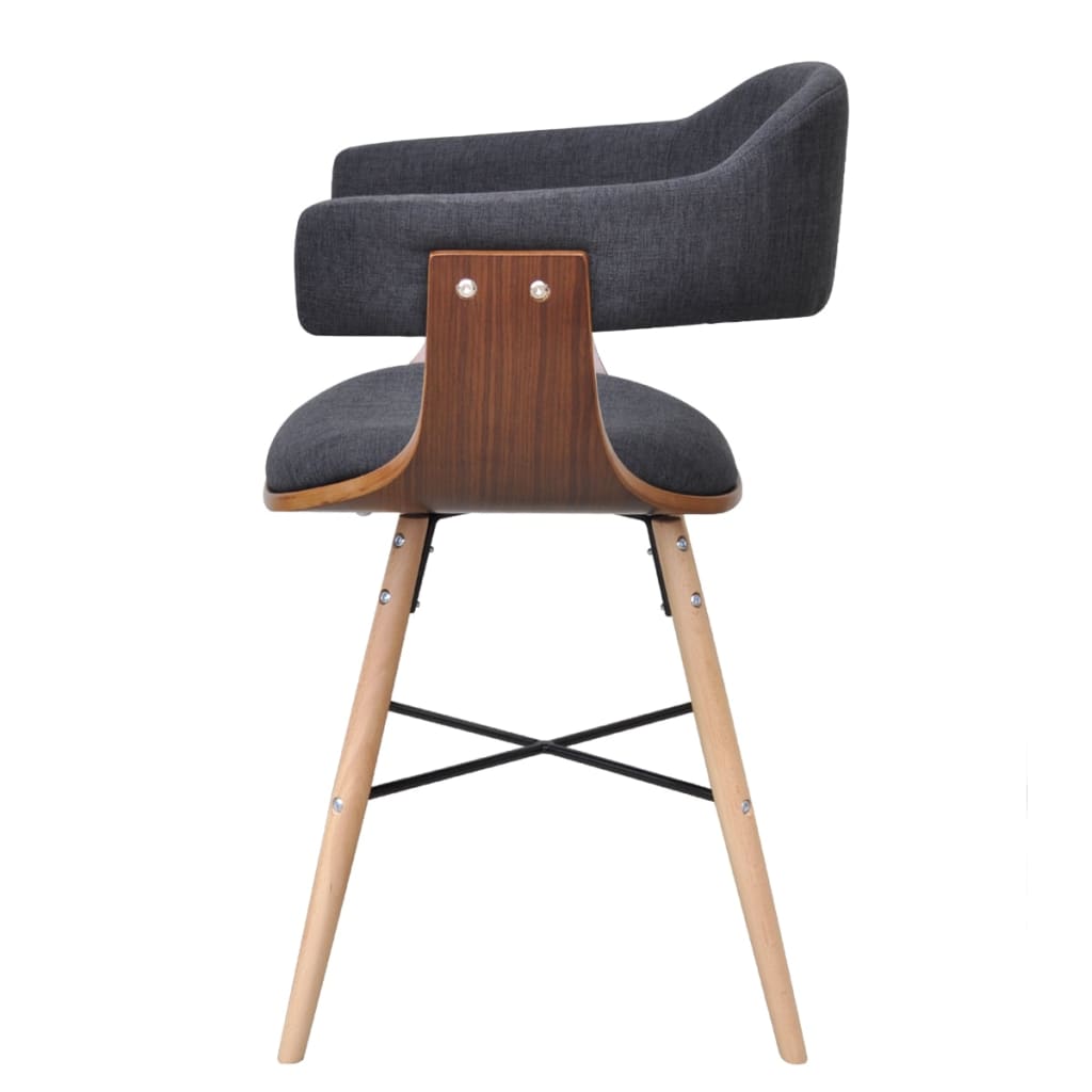 Dining Chairs 4 pcs Dark Grey Bent Wood and Fabric