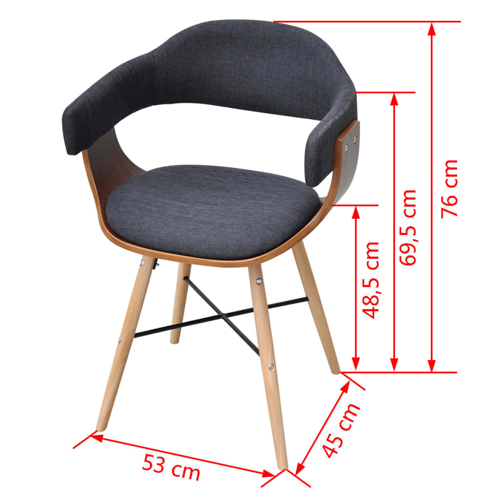 Dining Chairs 4 pcs Dark Grey Bent Wood and Fabric