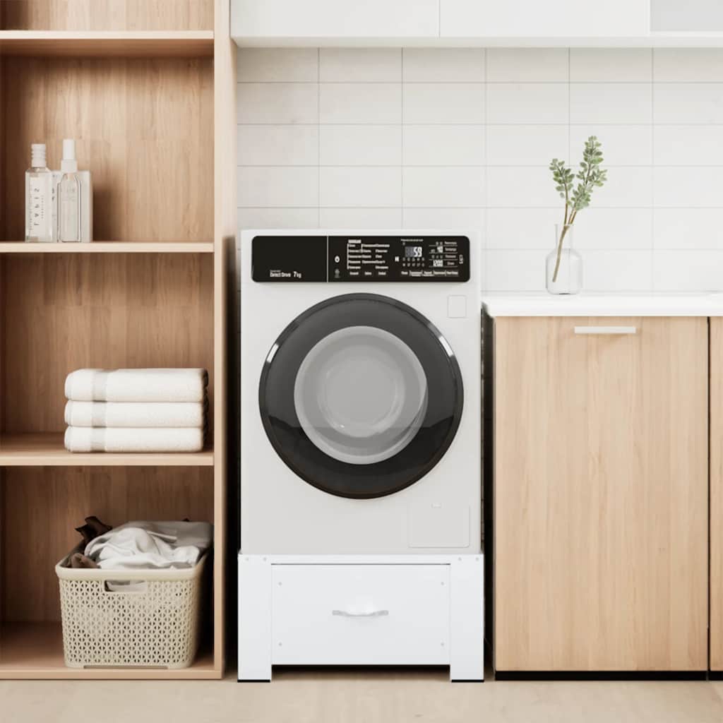 Washing Machine Pedestal with Drawer White