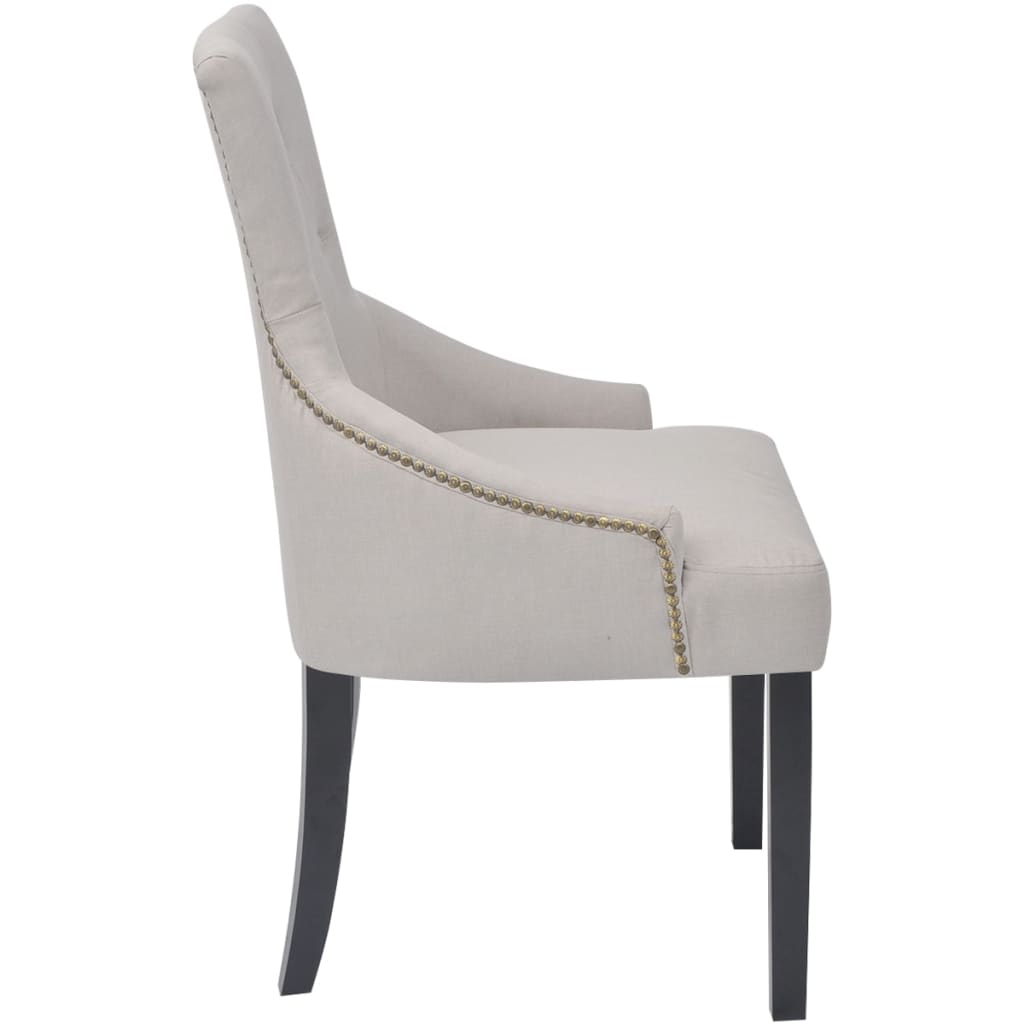 Dining Chairs 2 pcs Cream Grey Fabric