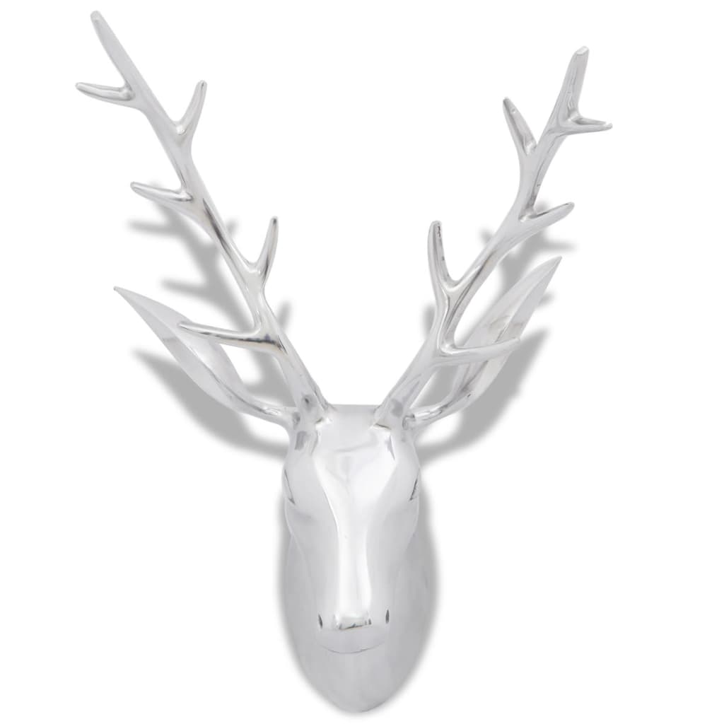 Wall Mounted Aluminium Deer's Head Decoration Silver 62 cm