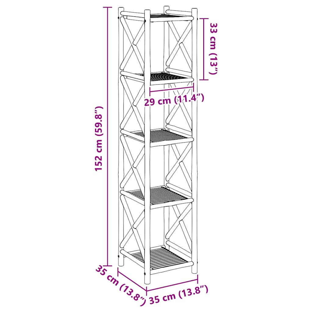 5-Tier Square Bamboo Shelf