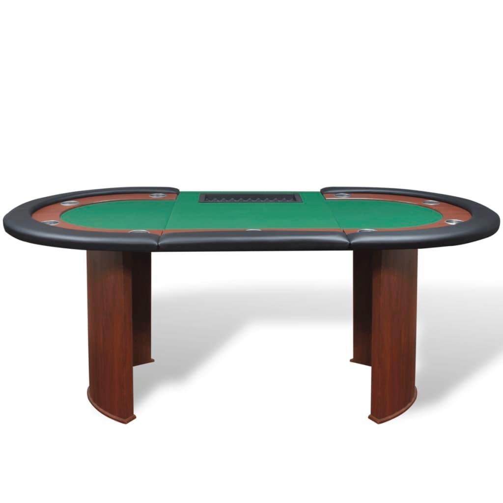 10-Player Poker Table with Dealer Area and Chip Tray Green