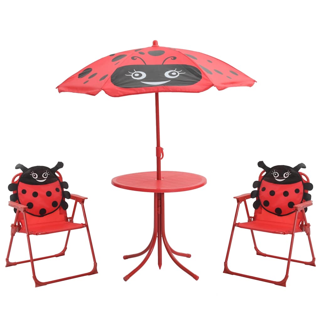 3 Piece Kids' Garden Bistro Set with Parasol Red
