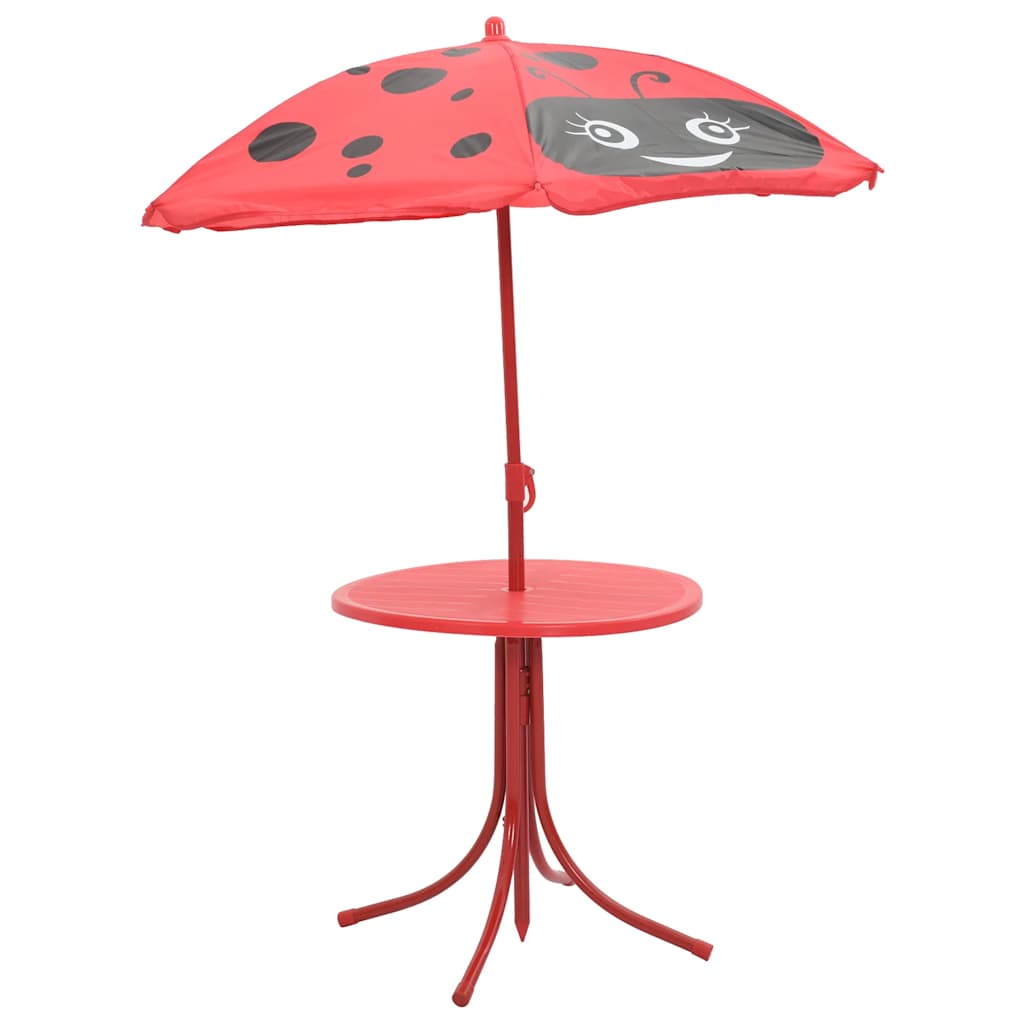3 Piece Kids' Garden Bistro Set with Parasol Red