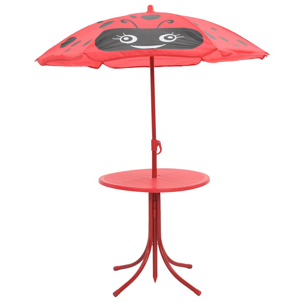3 Piece Kids' Garden Bistro Set with Parasol Red