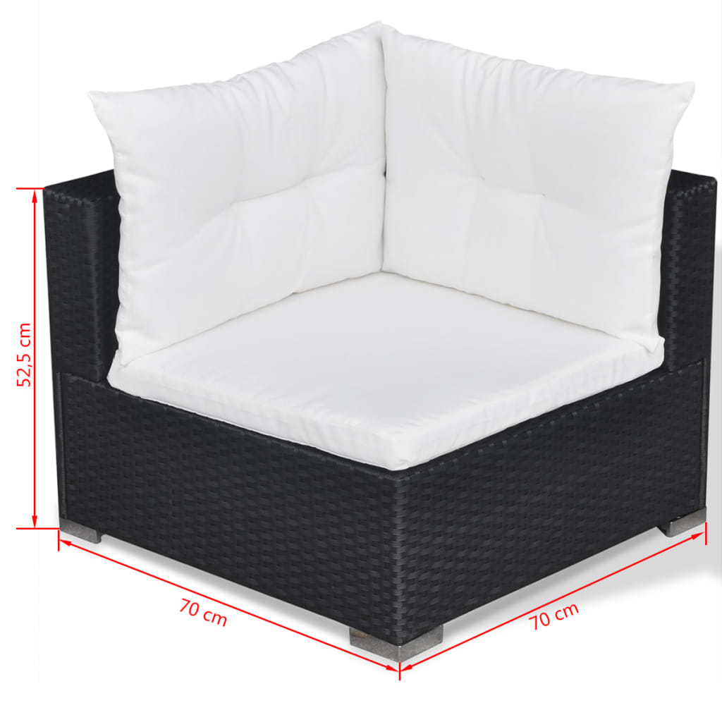 10 Piece Garden Lounge Set with Cushions Poly Rattan Black