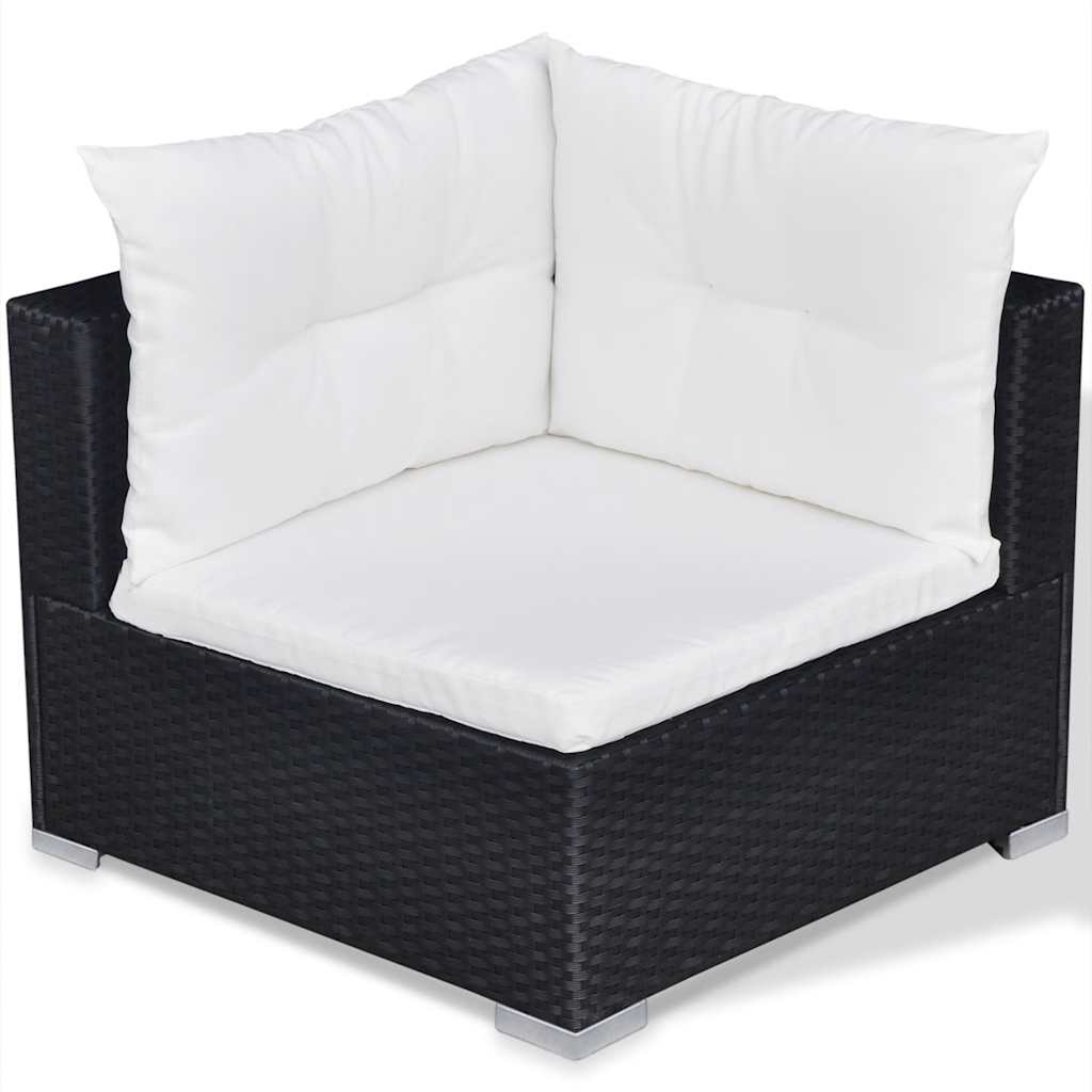 10 Piece Garden Lounge Set with Cushions Poly Rattan Black