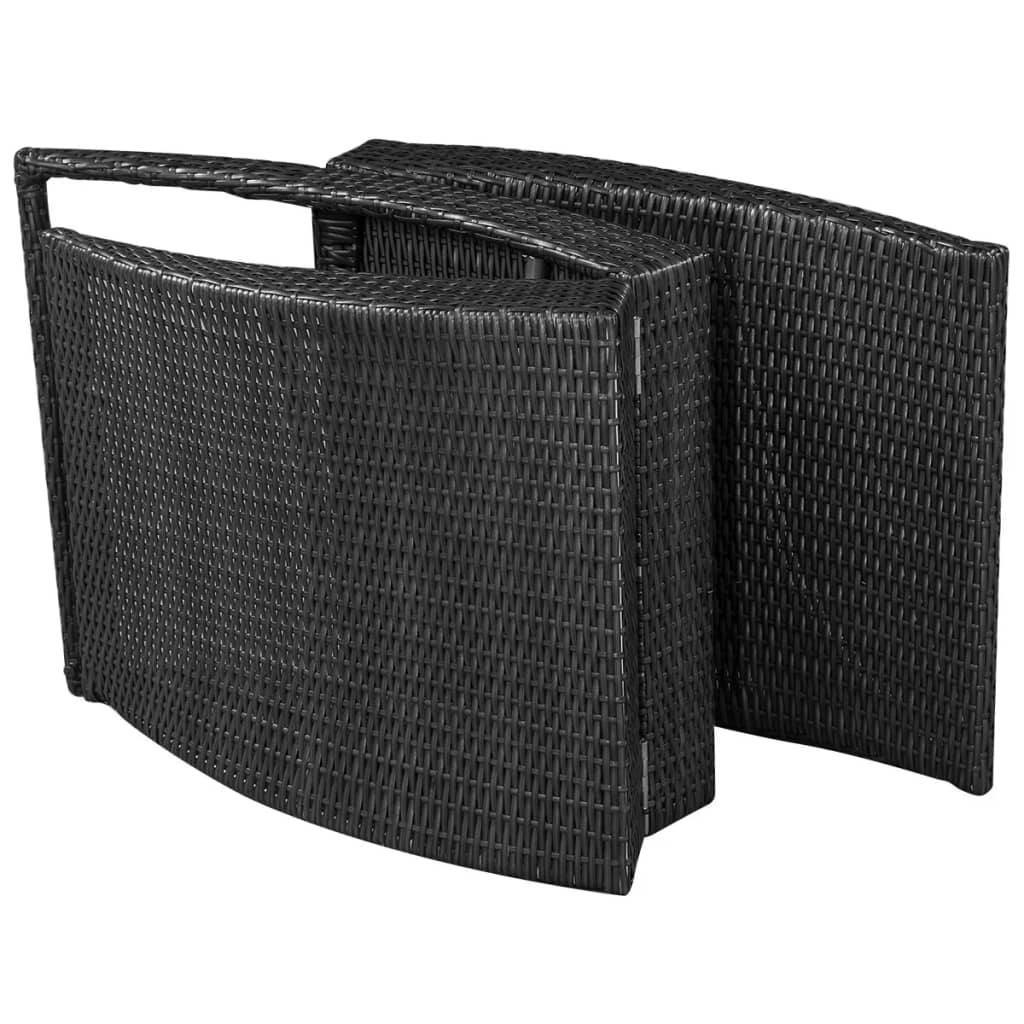 Folding Sun Lounger with Cushion Poly Rattan Black