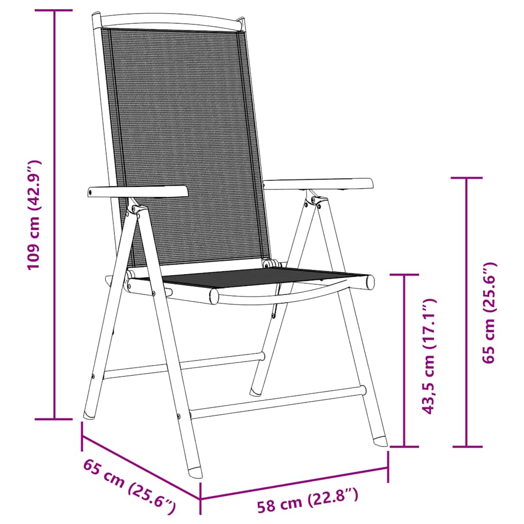 Folding Garden Chairs 4 pcs Aluminium and Textilene Black