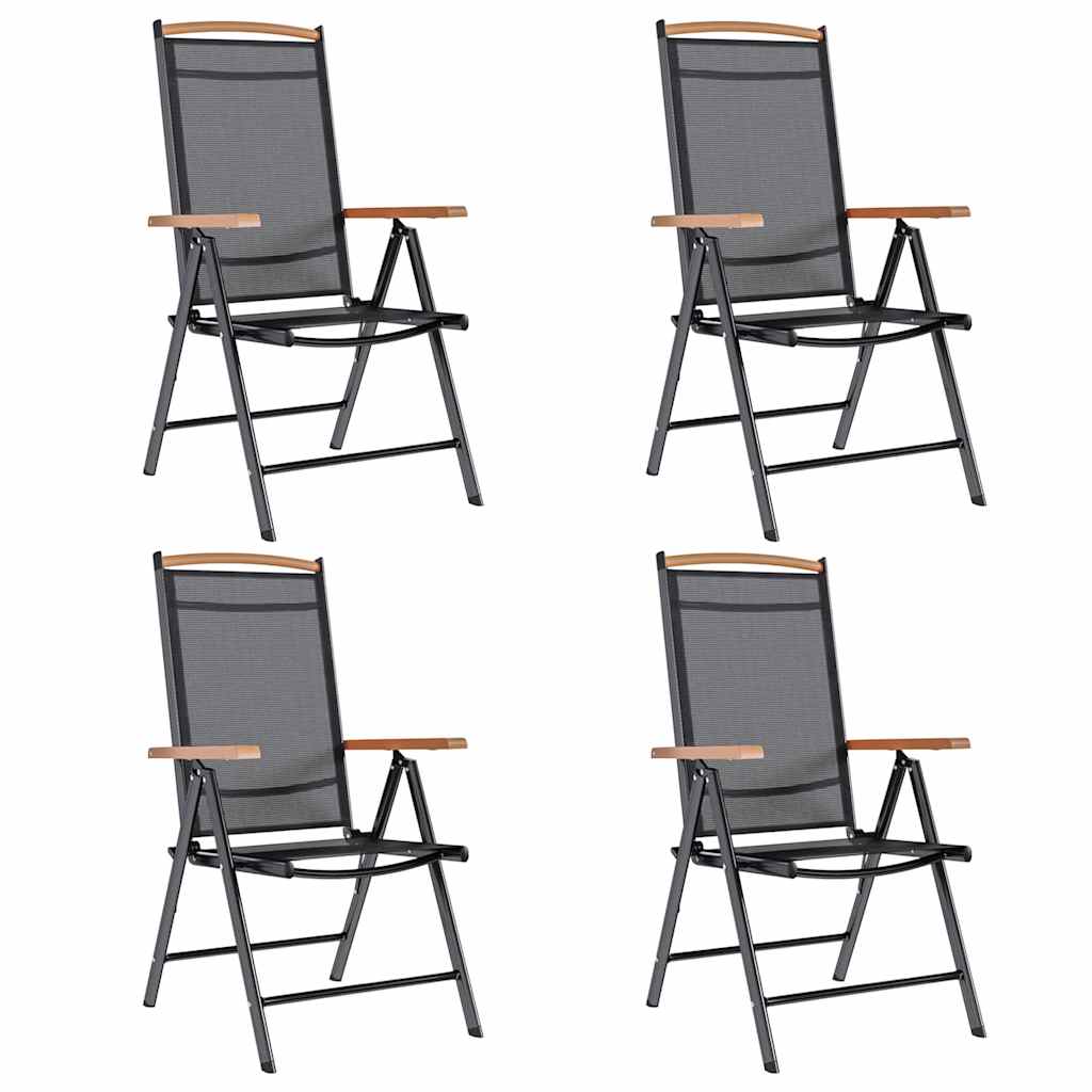 Folding Chairs 4 pcs Aluminium and Textilene Black