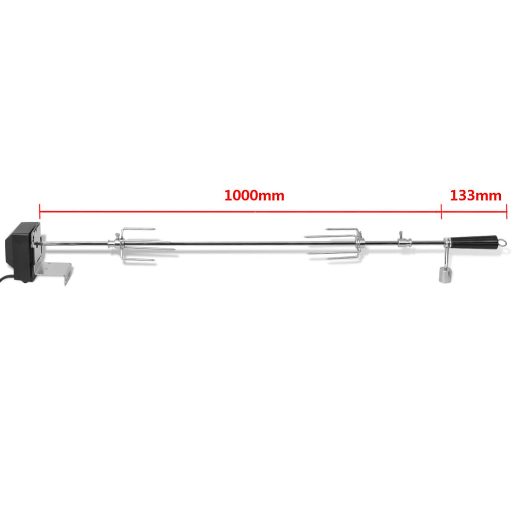 BBQ Rotisserie Spit with Motor Steel 1000 mm
