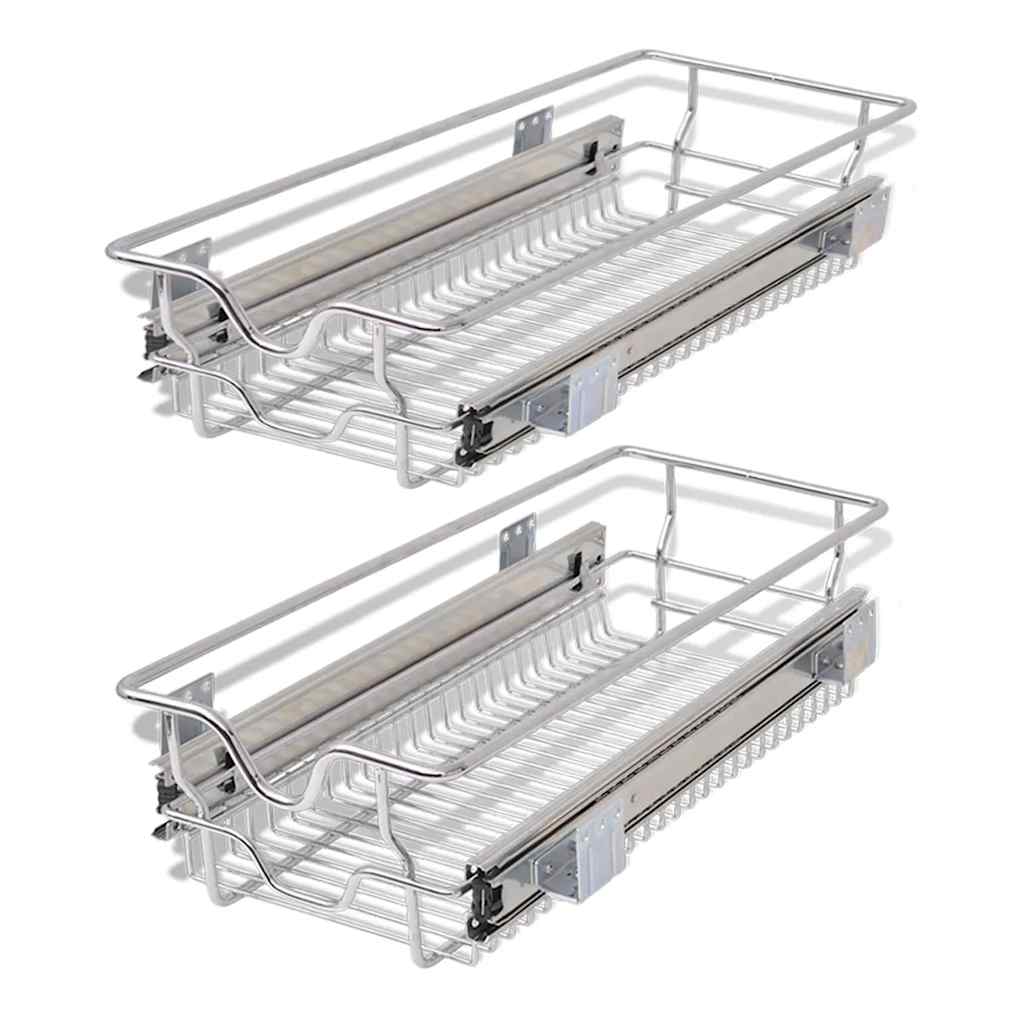 Pull-Out Wire Baskets 2 pcs Silver 300 mm