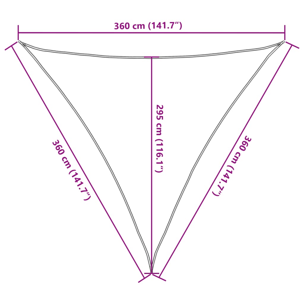 Sunshade Sail HDPE Triangular 3.6x3.6x3.6 m Cream